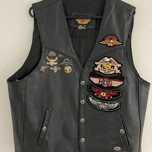 Harley-Davidson Black Leather Vest with Patches